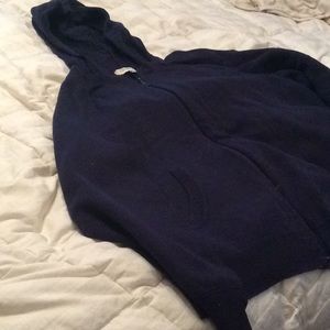 Navy Hooded Zipped Cardigan